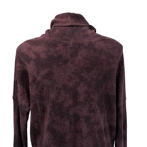 Michael Stars Marcy Thermal Turtleneck Tunic Waffle Knit Womens L Purple Slouchy - Picture 5 of 10